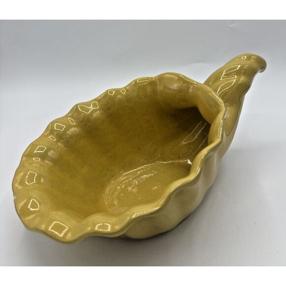 Vintage Frankoma Cornucopia Pottery Desert Gold/Buttercup Glazed Dish 12" #222 - Picture 2 of 14
